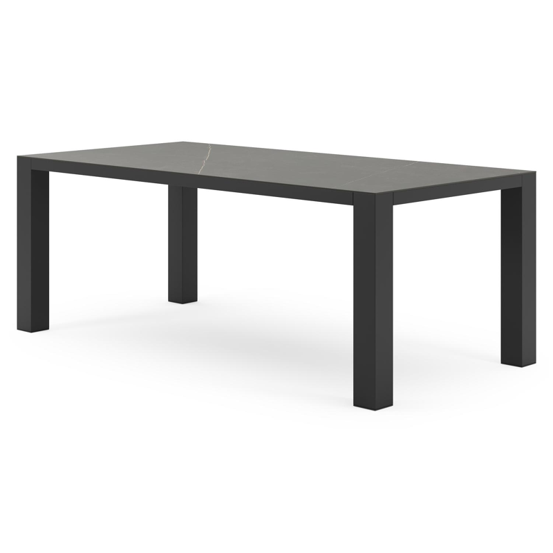 Table de jardin Nano en aluminium noir et céramique pleine calatorao - Lg 200 x Larg. 100 x H 75 cm