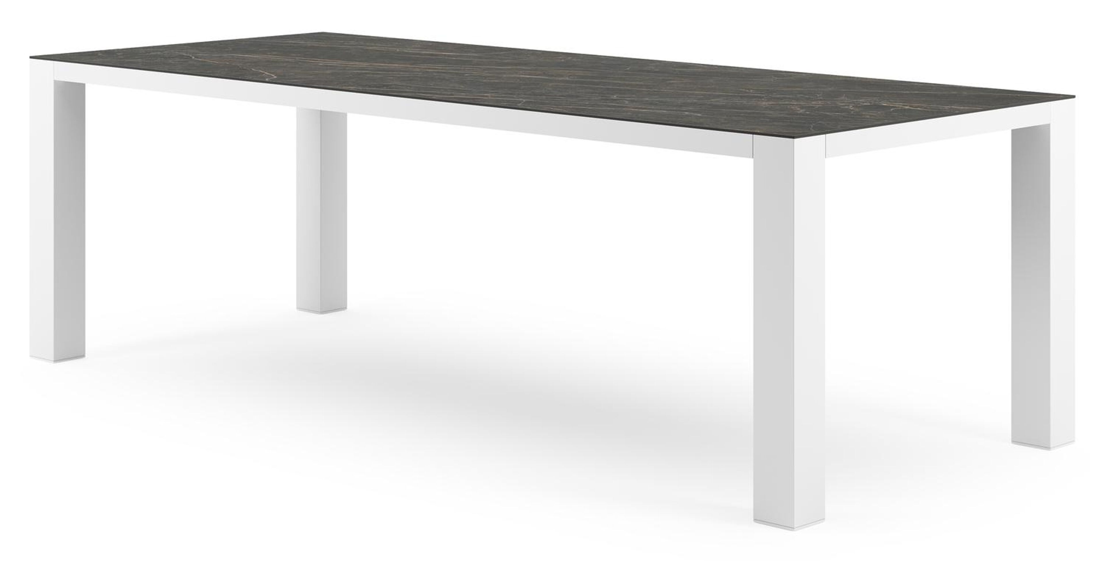 Nano tuintafel rechthoekig in wit aluminium en volkeramiek Black Obsession - L 240 x B 100 x H 75 cm