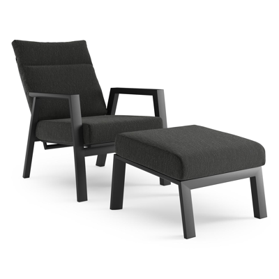 Avila loungestoel in zwart aluminium met sky black weather+ softtouch kussen