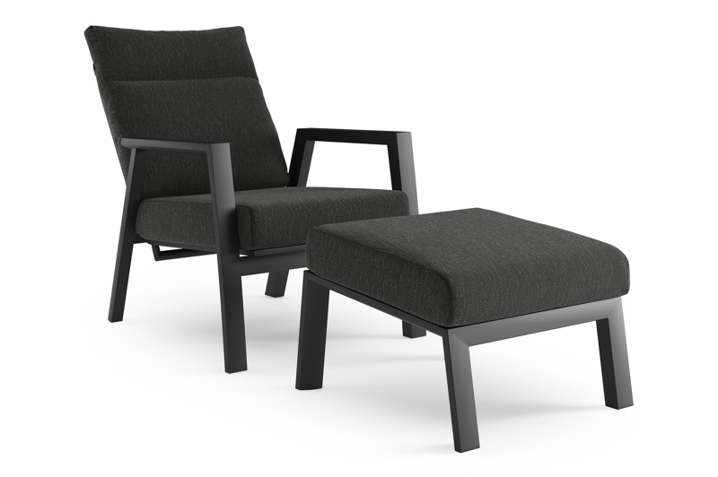 Avila loungestoel in zwart aluminium met sky black weather+ softtouch kussen