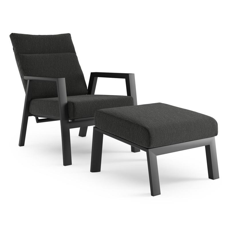 Avila loungestoel in zwart aluminium met sky black weather+ softtouch kussen