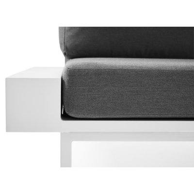 Nano loungeset in wit aluminium met grijs coussins en Weather+ Softtouch kussens