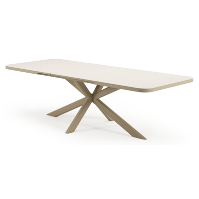 Estella verlengbare tuinset rechthoekig in beige aluminium en sintered stone Crema minerale met 8 Gerona tuinstoelen