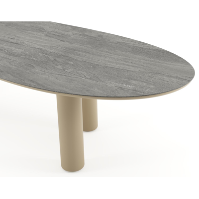 Amico tuintafel organisch in beige aluminium en volkeramiek Aspen Grey - L 320 x B 120 x H 73.5 cm