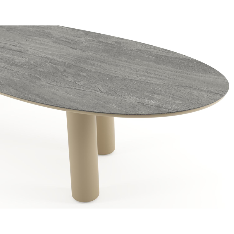 Amico tuintafel organisch in beige aluminium en volkeramiek Aspen Grey - L 320 x B 120 x H 73.5 cm