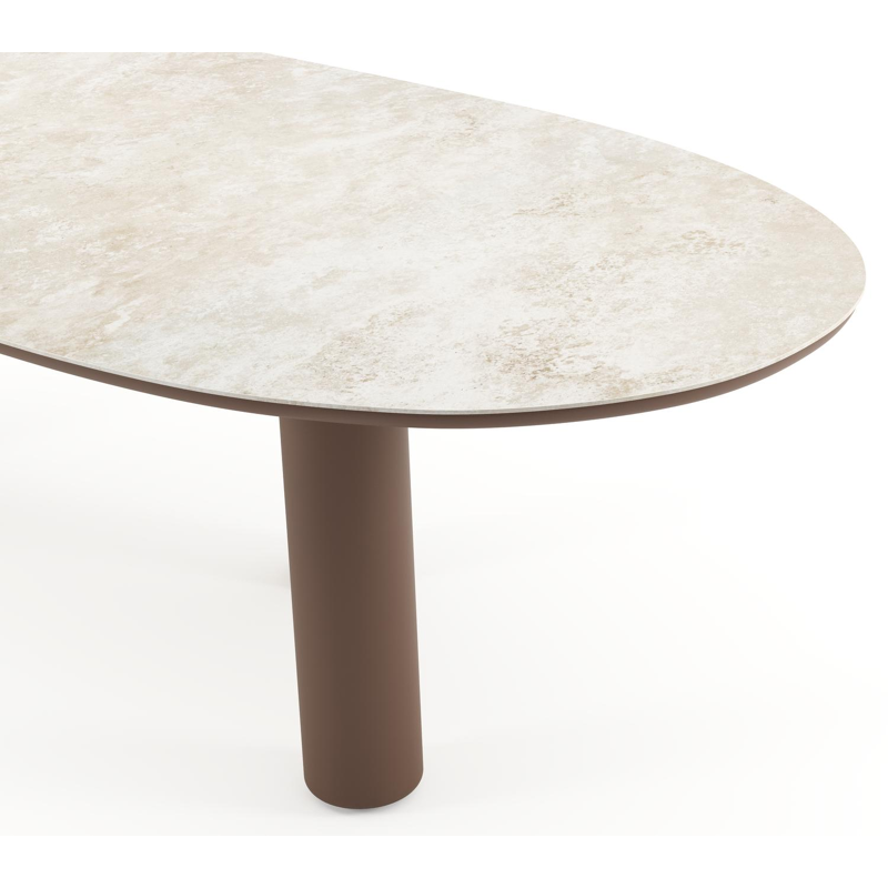 Amico tuintafel organisch in taupe aluminium en volkeramiek Rapolano - L 280 x B 120 x H 73.5 cm