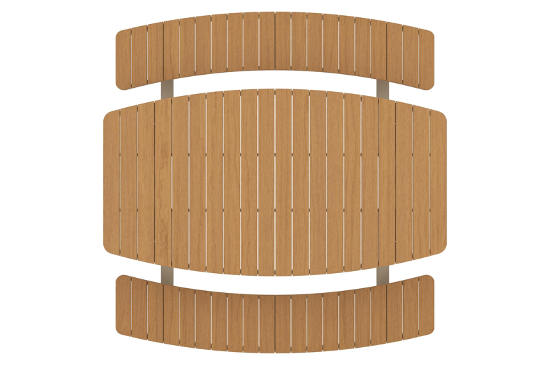 Alora picknicktafel in beige aluminium en polywood - L 200 x B 216 x H 73,5 cm