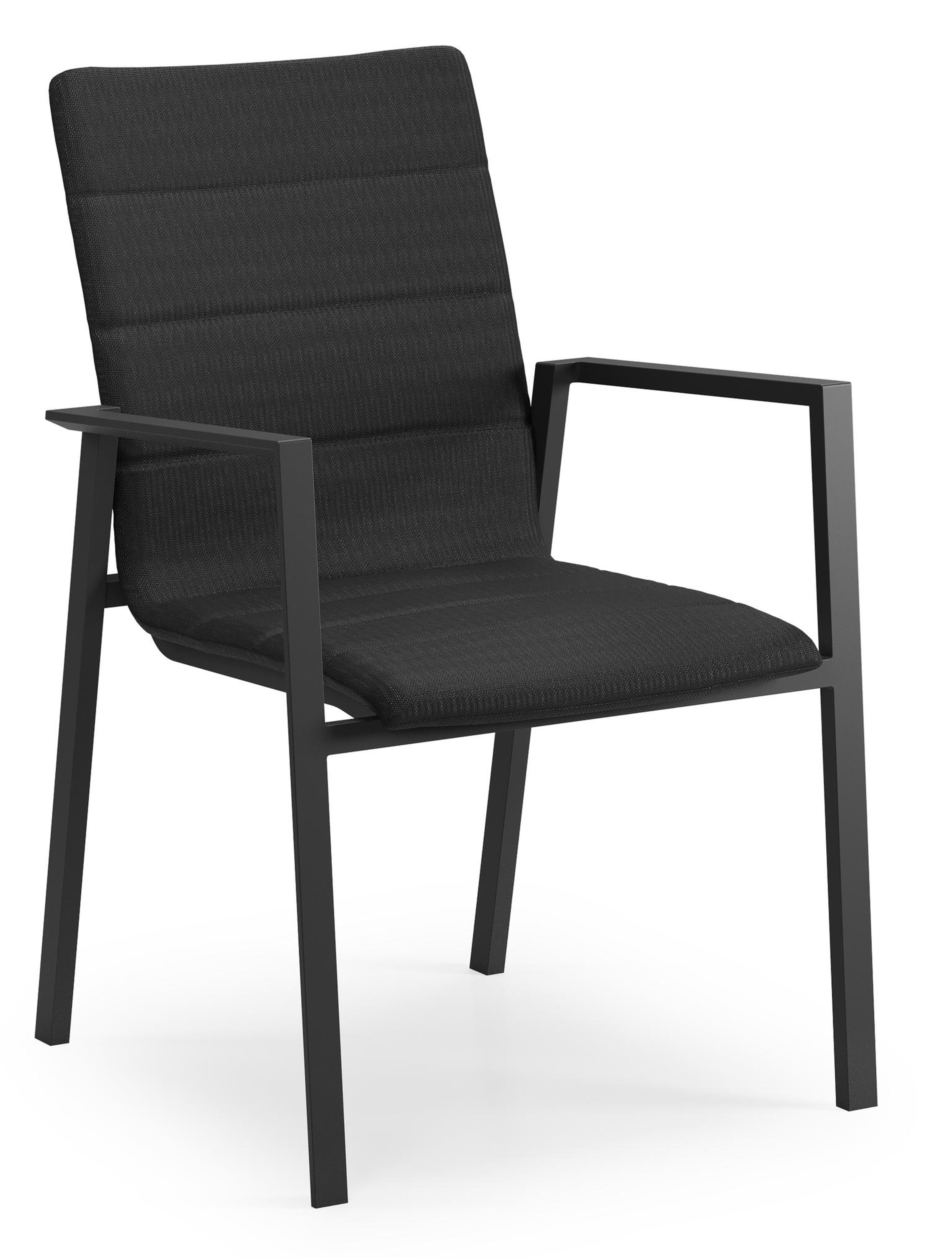 Chaise de jardin empilable Cirello in aluminium noir et textilène luxe confort noir