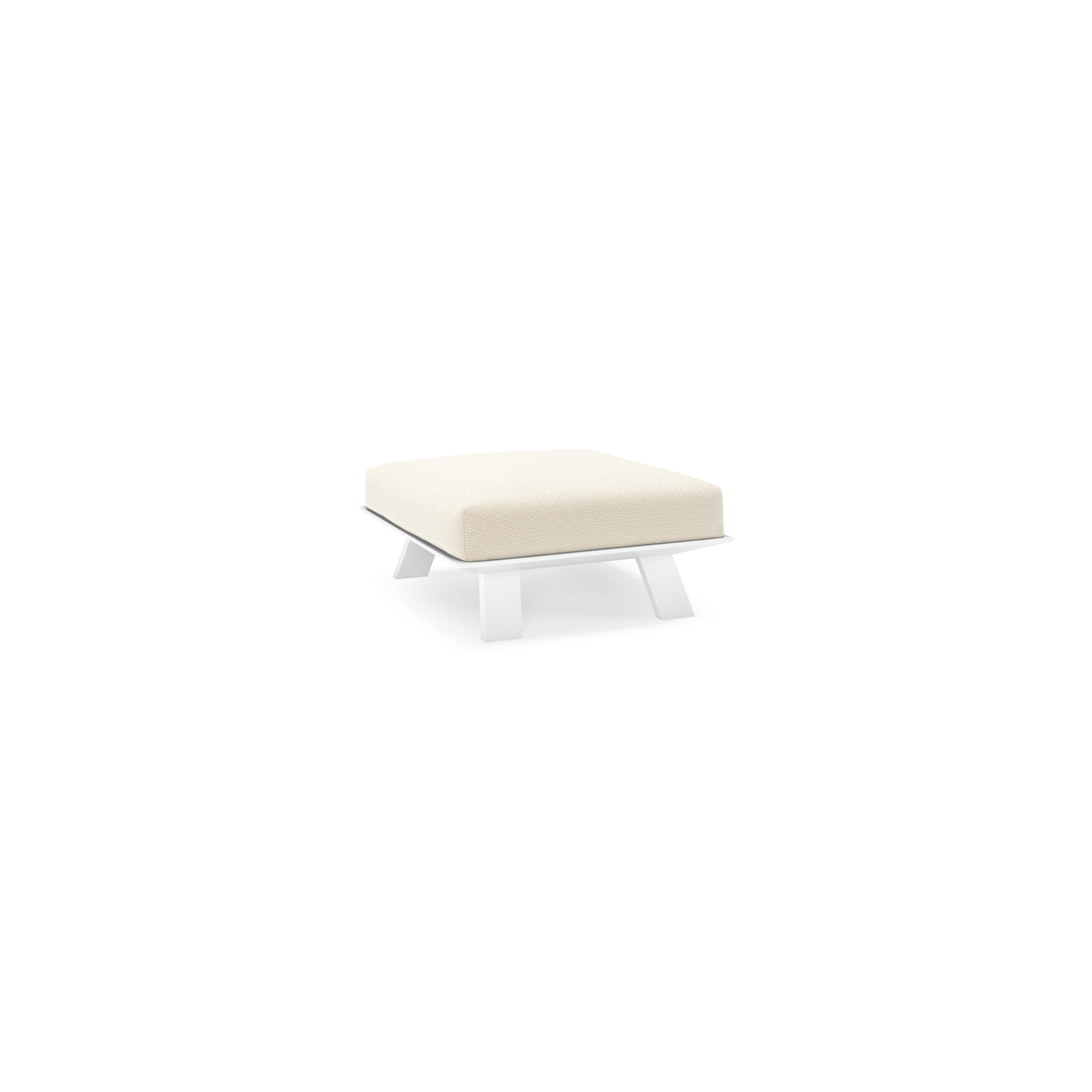 Pouf Cesano en aluminium blanc et coussin en All Weather Cosytica althea off white