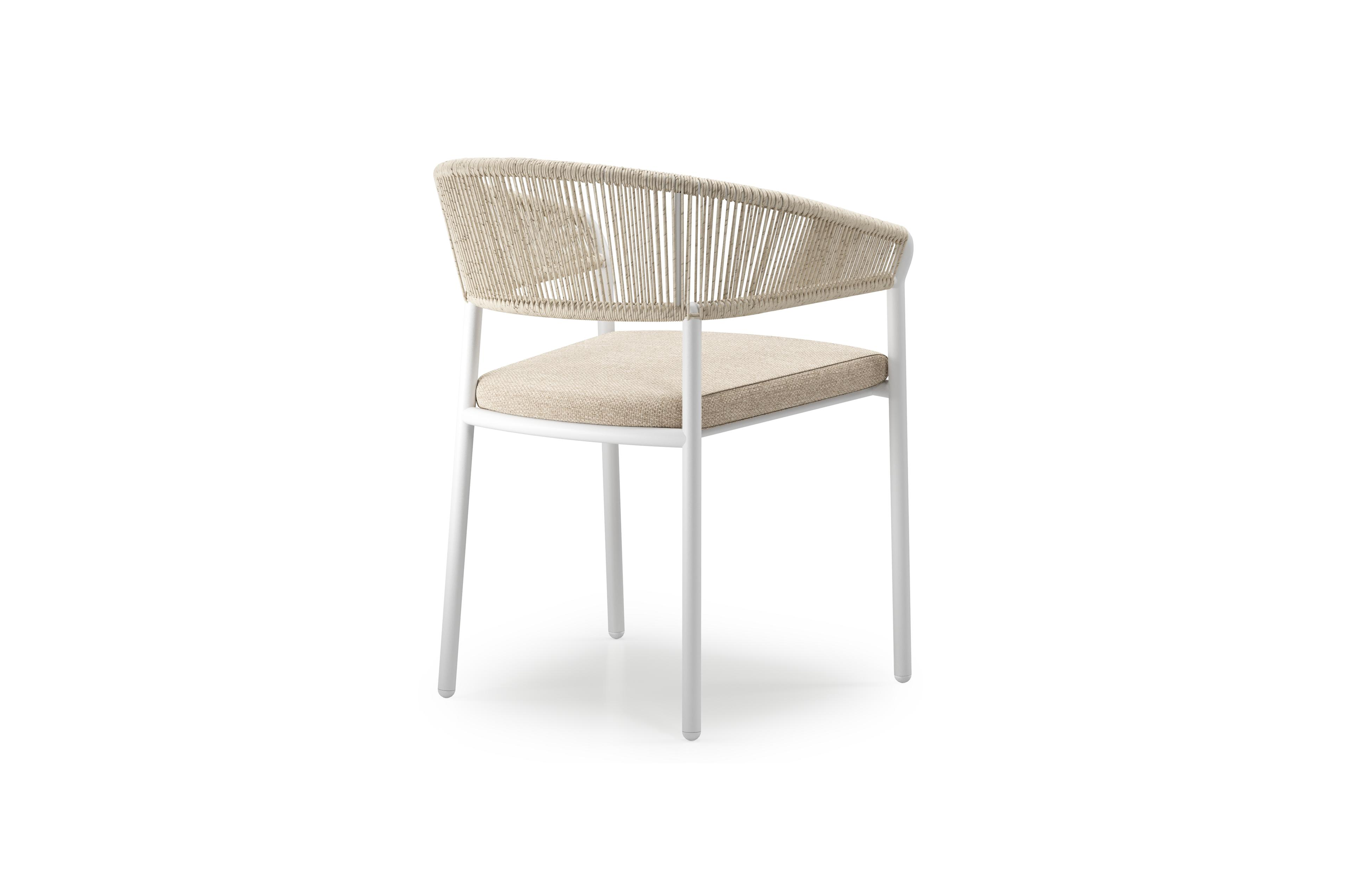 Pamplona ovale tuinset in wit aluminium en teak natural finish met 6 Zamora tuinstoelen