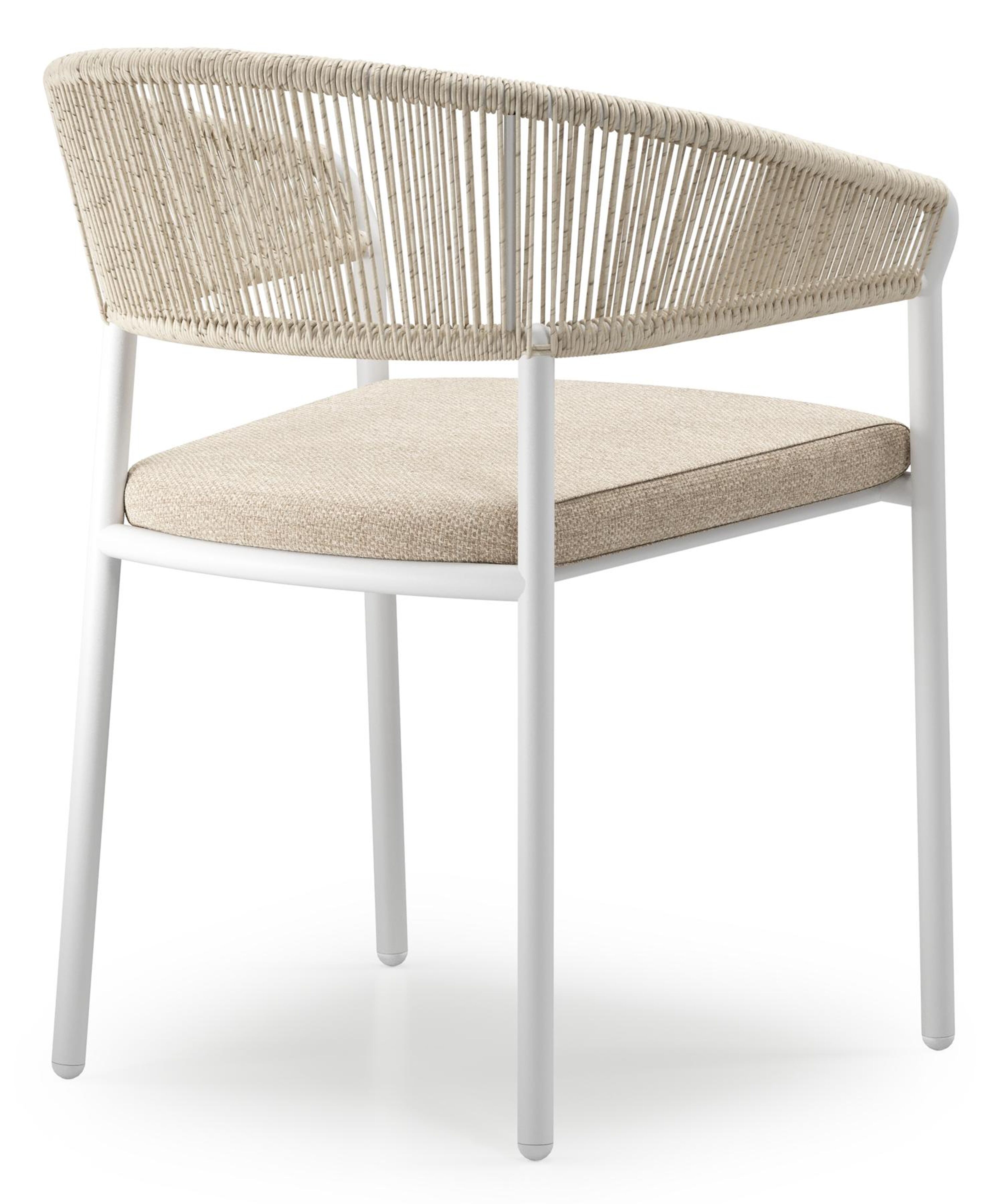 Feltro tuinset in wit aluminium en sintered stone Crema minerale met 2 Zamora tuinstoelen