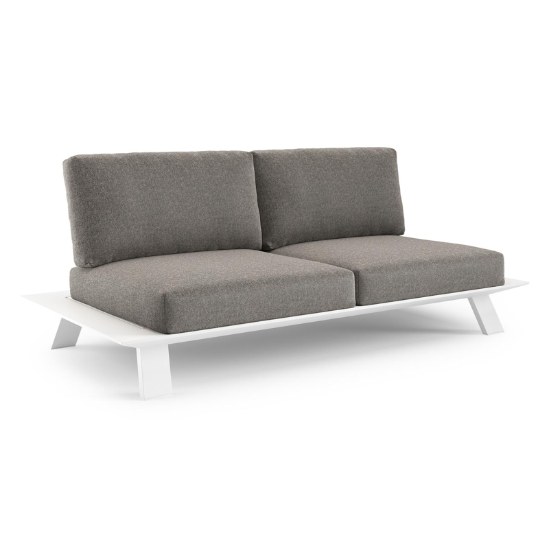 Cesano loungebank in wit aluminium met chartres drizzle all weather Sunbrella® luxe kussen