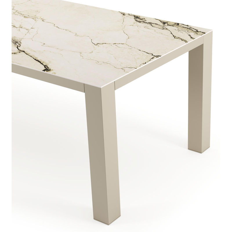 Table de jardin Nano rectangulaire en aluminium beige et céramique pleine Colorado Dunes Lg. 240 x Lrg. 100 x Haut. 75 cm