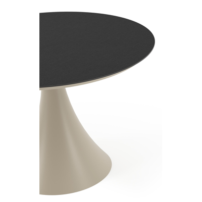 Fano tuintafel rond in beige aluminium en volkeramiek Nero Black - Dia. 110 x H 75 cm
