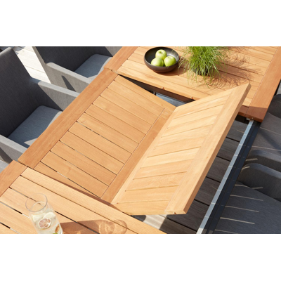 Amalfi verlengbare tuintafel in zwart aluminium en teak - L 200/280 x B 100 x H 75 cm