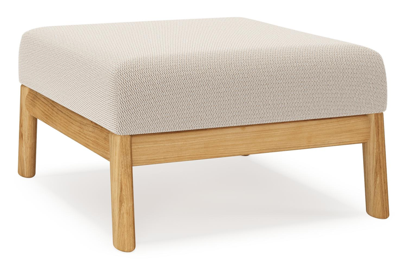 Amaro poef in teak met lopi fossil all weather sunbrella® luxe kussen