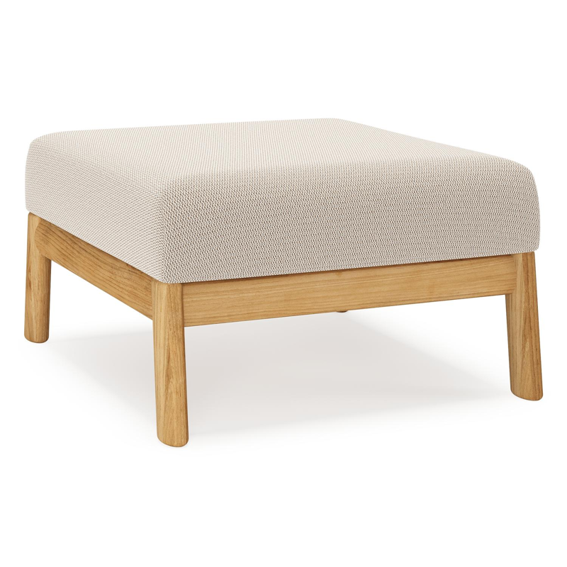 Amaro poef in teak met lopi fossil all weather sunbrella® luxe kussen