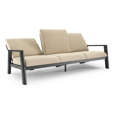 Cirello loungebank in zwart aluminium met soul papyrus all weather solica kussen