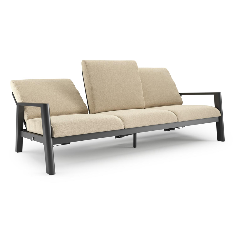 Cirello loungebank in zwart aluminium met soul papyrus all weather solica kussen