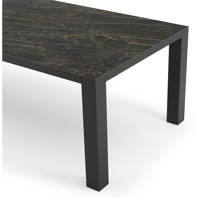 Nano tuintafel in zwart aluminium en volkeramiek black obsession - L 280 x B 110 x H 75 cm
