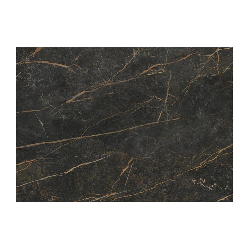 Table d'appoint pop-up Cirello rectangulaire en aluminium beige et céramique pleine Black Obsession - Lg. 69.5 x Lrg. 50 x Haut. 66 cm