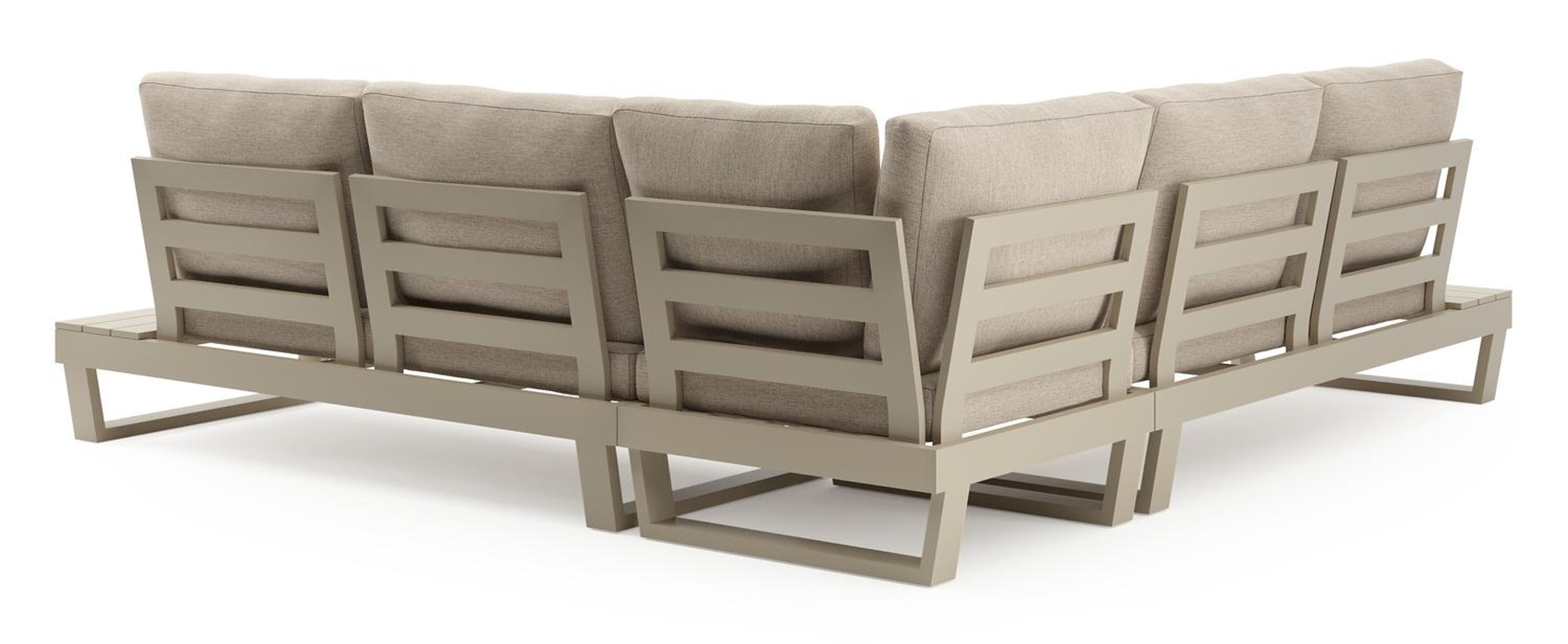 Modica loungehoek in beige aluminium met rustic weather+ softtouch kussen