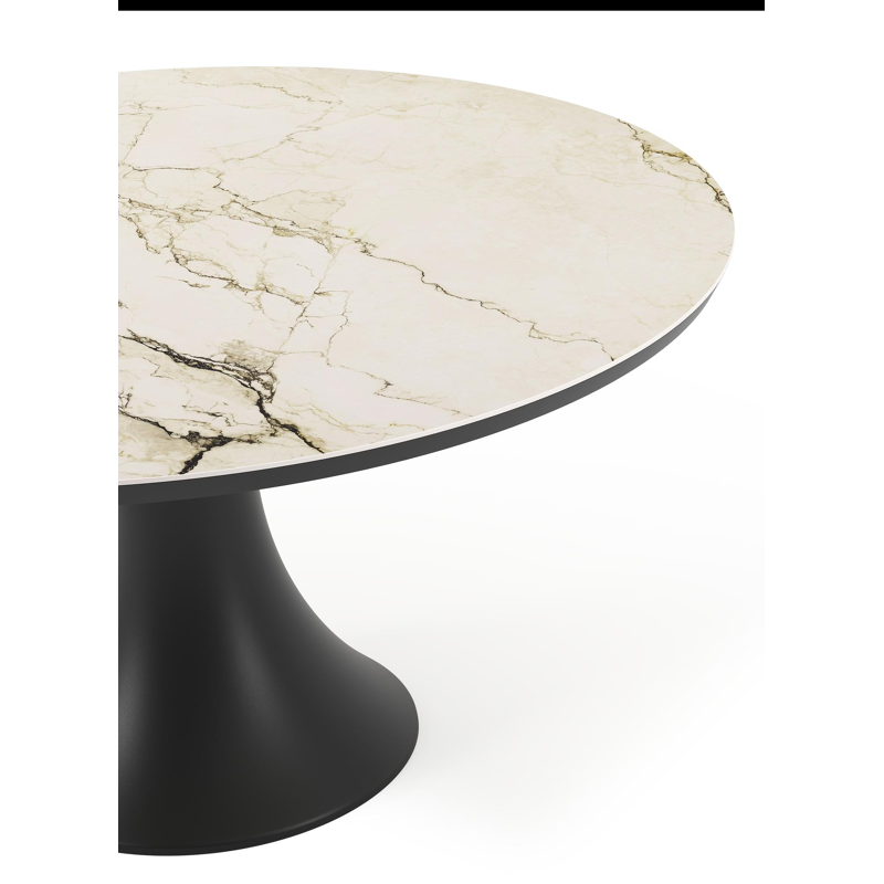 Fano tuintafel rond in zwart aluminium en volkeramiek colorado dunes - Dia. 148 x H 75 cm