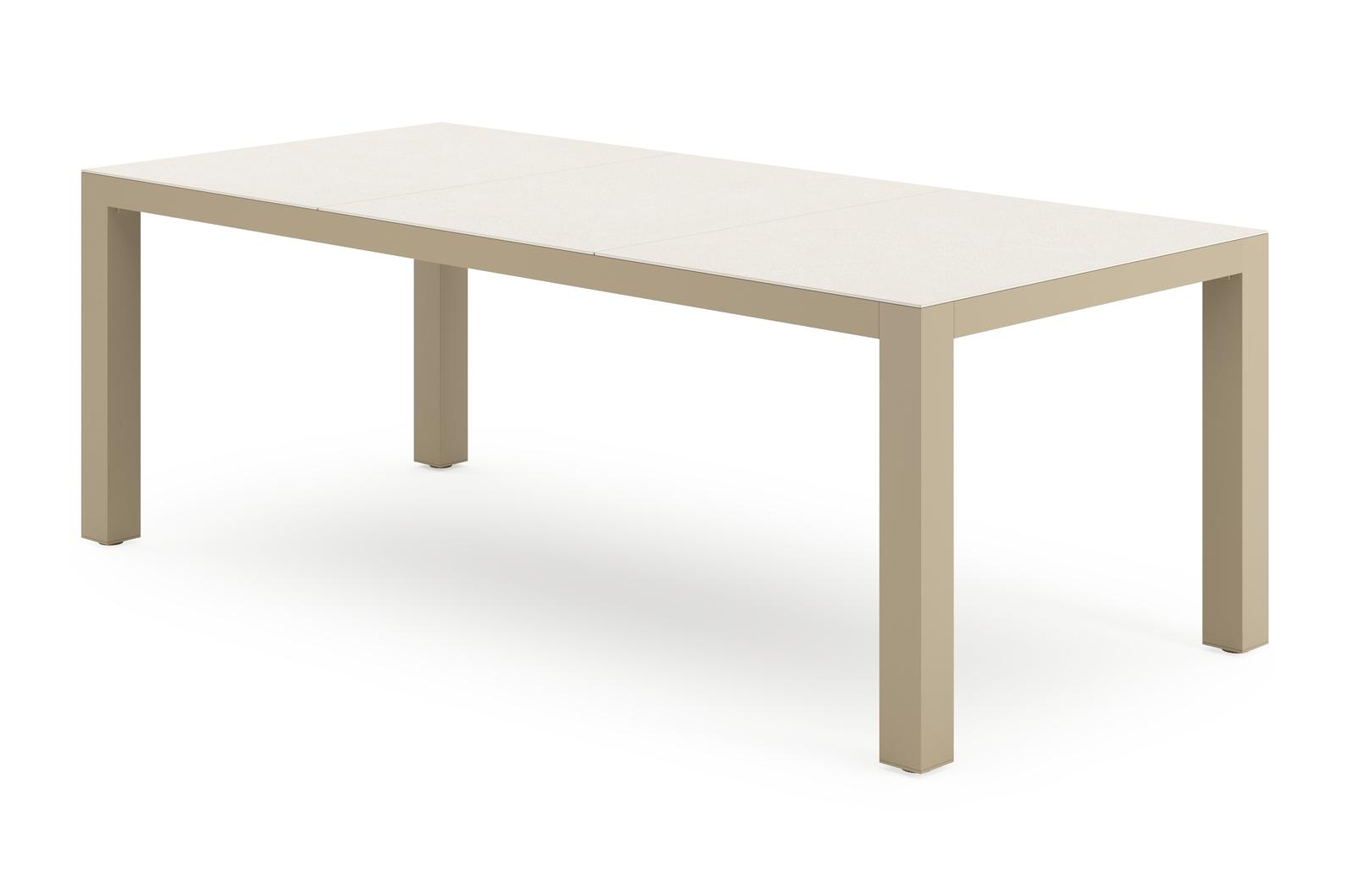 Table de jardin Calzo rectangulaire en aluminium beige et sintered stone beige - Lg 220 x Larg. 100 x H 74 cm