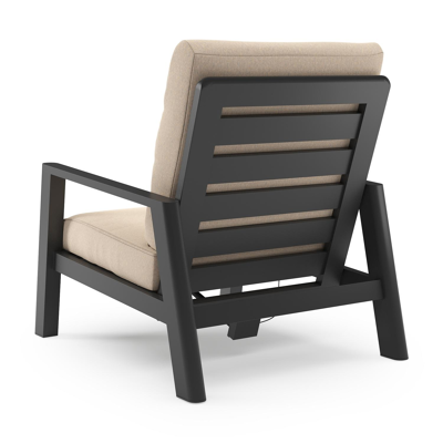 Fauteuil de jardin Cirello en aluminium noir et coussins en all weather sunbrella® luxe heritage papyrus