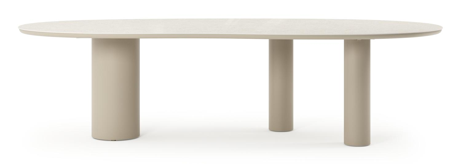 Organo tuintafel organisch in beige aluminium en volkeramiek Shilin L 280 x B 120 x H 74 cm