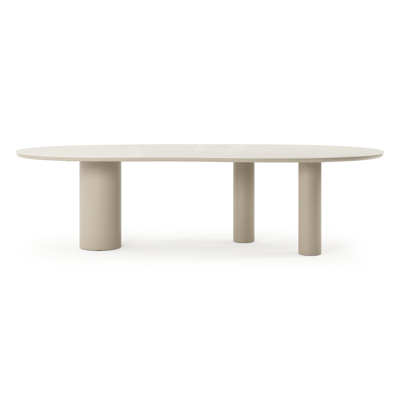 Organo tuintafel organisch in beige aluminium en volkeramiek Shilin L 280 x B 120 x H 74 cm x H 74 cm