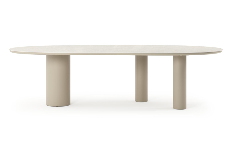 Organo tuintafel organisch in beige aluminium en volkeramiek Shilin L 280 x B 120 x H 74 cm