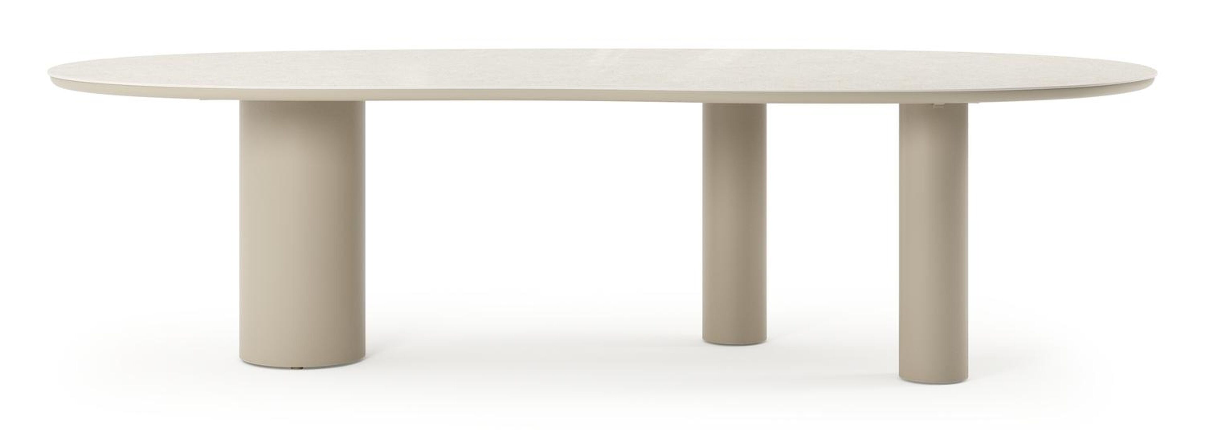 Organo tuintafel organisch in beige aluminium en volkeramiek Shilin L 280 x B 120 x H 74 cm