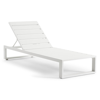 Verato verstelbaar ligbed in wit aluminium met bora jungle all weather Cosytica kussen