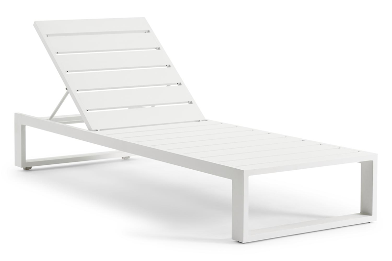 Verato verstelbaar ligbed in wit aluminium met marbella beige all weather cosytica kussen