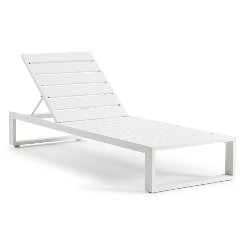 Verato verstelbaar ligbed in wit aluminium met natte sooty all weather Sunbrella® luxe kussen