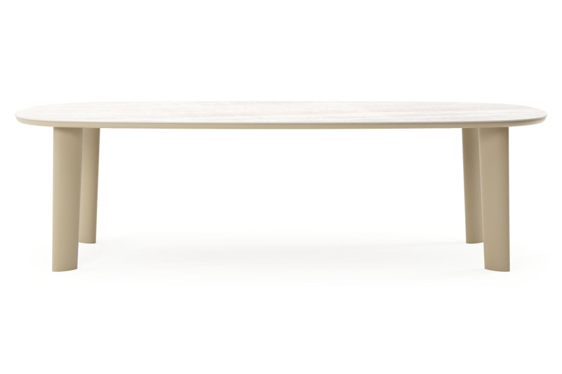 Amico tuintafel bombo in beige aluminium en volkeramiek Taj Mahal - L 270 x B 125 x H 73.5 cm