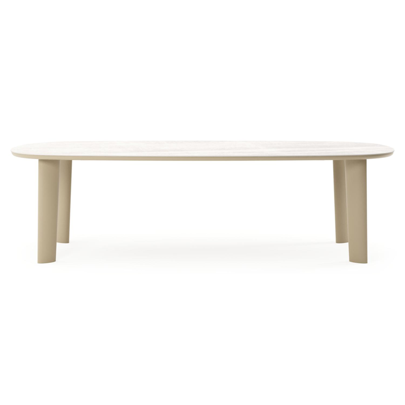 Amico tuintafel bombo in beige aluminium en volkeramiek Taj Mahal - L 270 x B 125 x H 73.5 cm