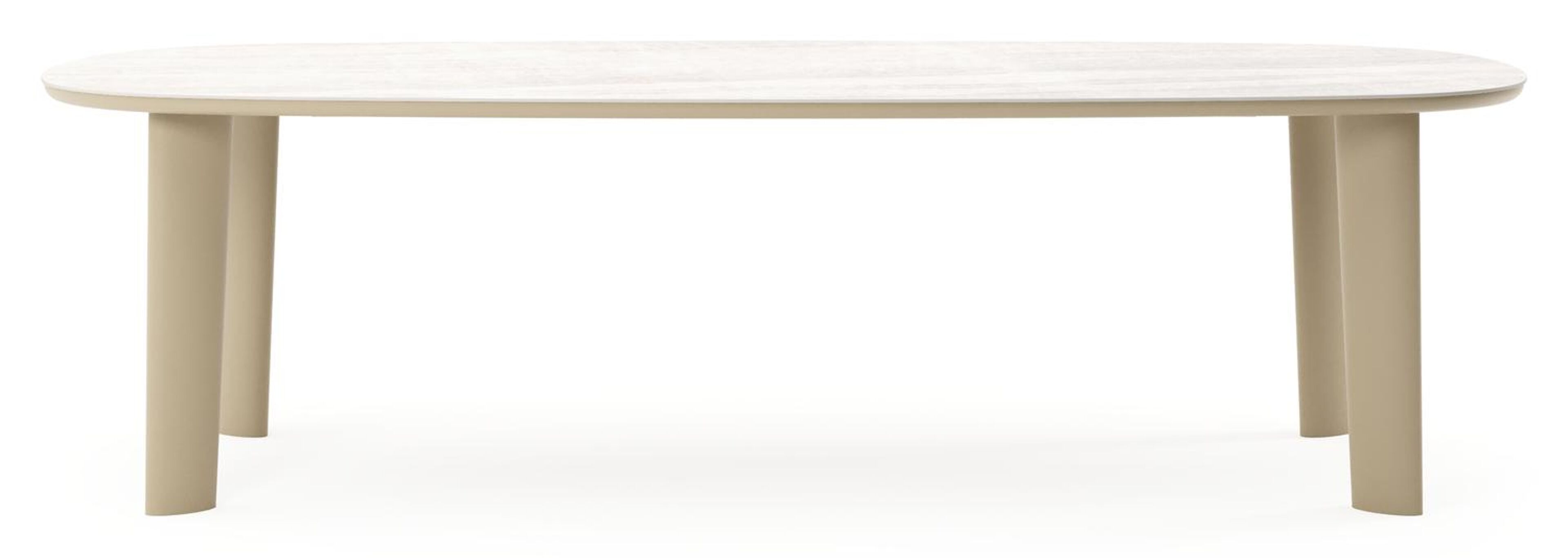 Amico tuintafel bombo in beige aluminium en volkeramiek Taj Mahal - L 270 x B 125 x H 74 cm