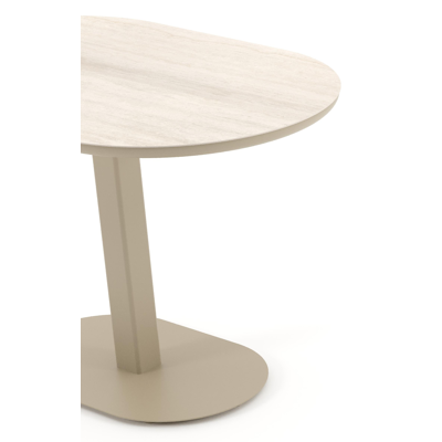 Teramo tuintafel bombo in beige aluminium en volkeramiek Travertino Bianco - L 110 x B 70 x H 73.7 cm