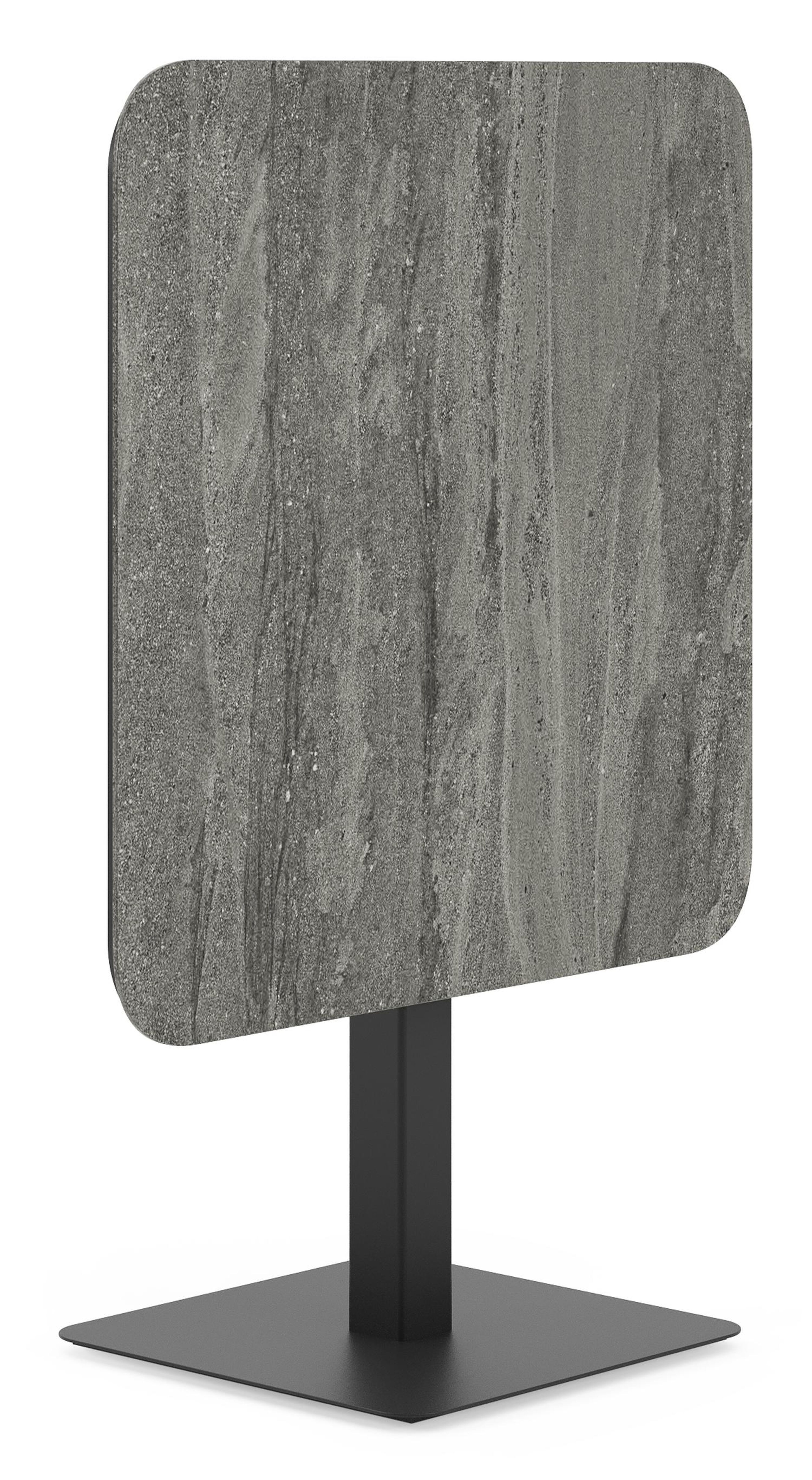 Fano kantelbare tuintafel vierkant afgerond in zwart aluminium en volkeramiek aspen grey - L 80 x B 80 x H 73 cm