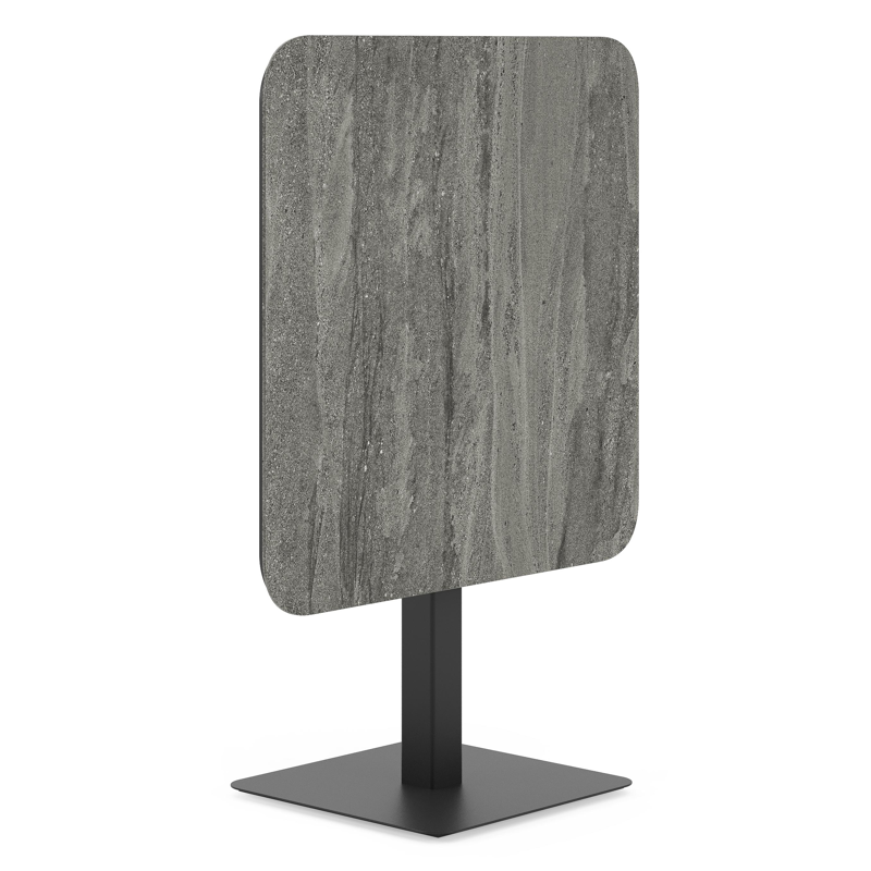 Fano kantelbare tuintafel vierkant afgerond in zwart aluminium en volkeramiek aspen grey - L 80 x B 80 x H 72.5 cm