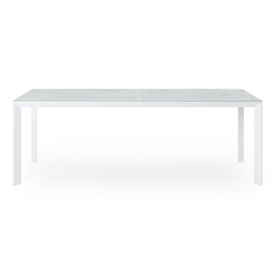 Malito tuintafel in wit aluminium en volkeramiek zaha stone - L 220 x B 70 x H 75,5 cm