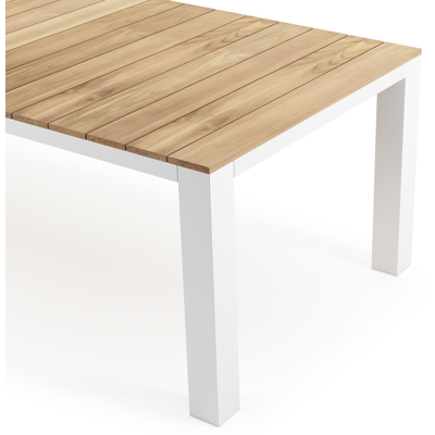 Nano tuintafel in wit aluminium en teak - L 280 x B 110 x H 75 cm