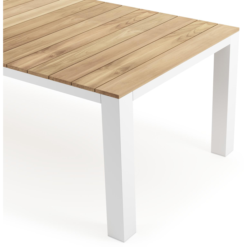 Nano tuintafel in wit aluminium en teak - L 280 x B 110 x H 75 cm