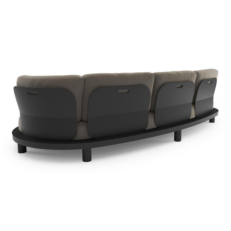 Donato loungebank in zwart aluminium met natte carbon beige all weather sunbrella® luxe kussen