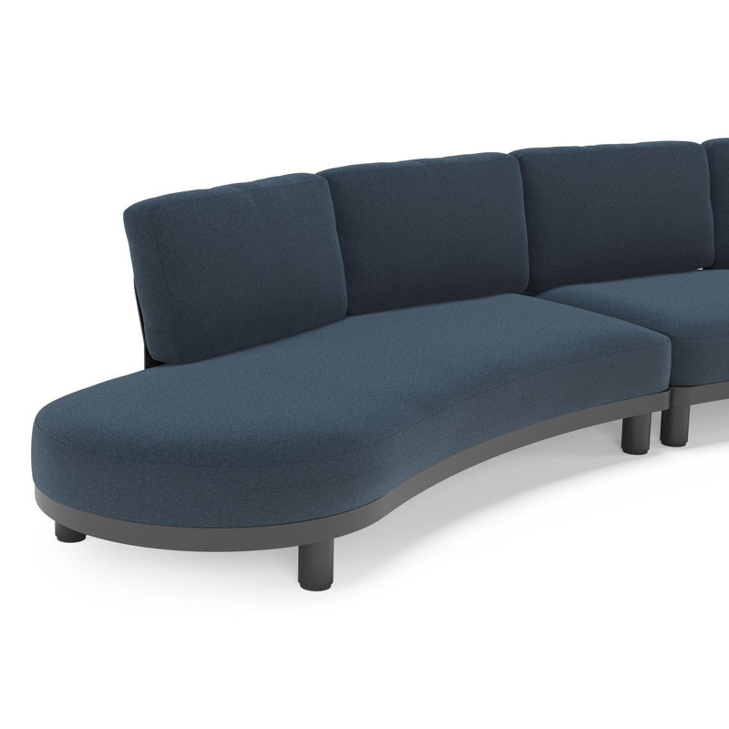 Donato loungehoek in zwart aluminium met all weather sunbrella® luxe Heritage Indigo kussen