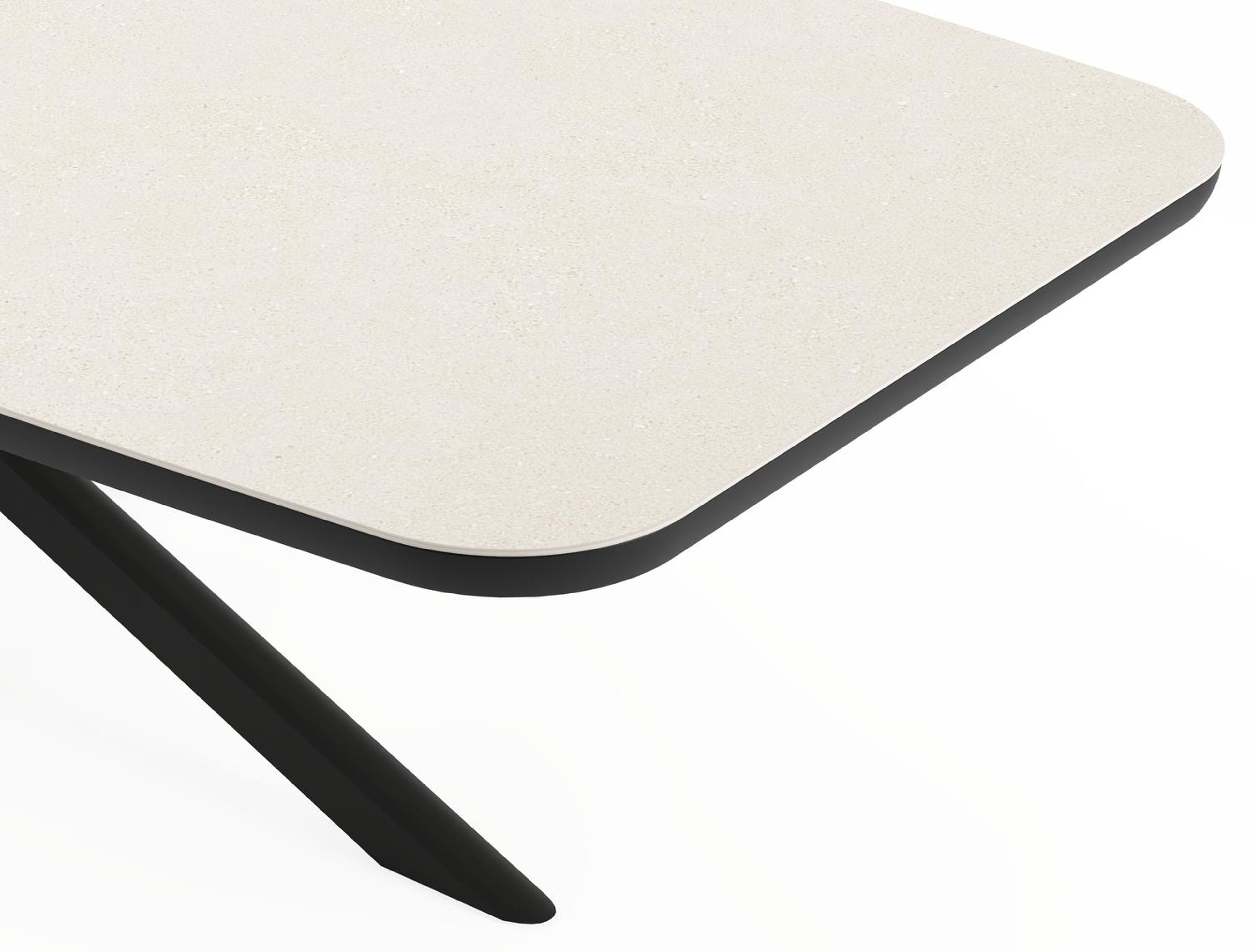 Pamplona tuinset in zwart aluminium en crema minerale sintered stone met 8 Gerona tuinstoelen