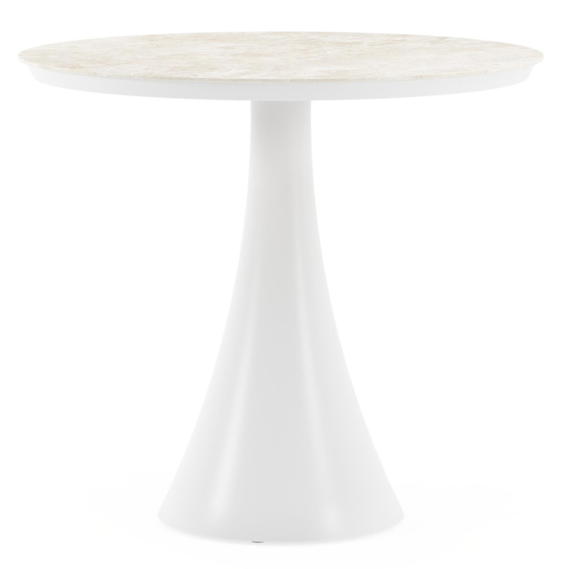 Fano tuintafel rond in wit aluminium en volkeramiek Rapolano dia. 85 cm