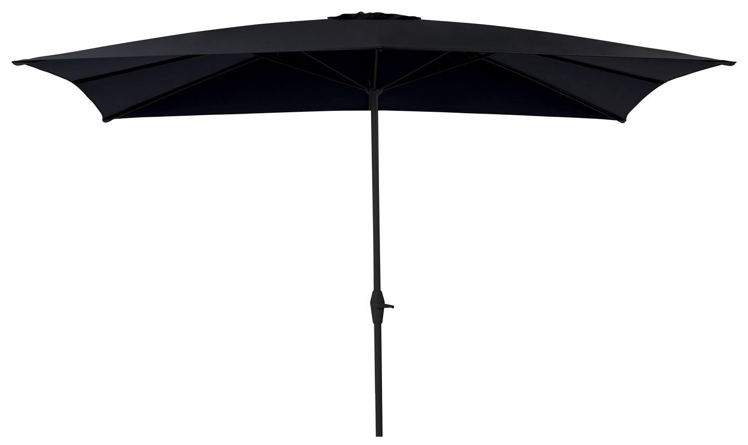 Viola staanparasol in zwart aluminium met zwart weather+ softtouch parasoldoek - L1 300 x L2 400 cm (zonder voet)